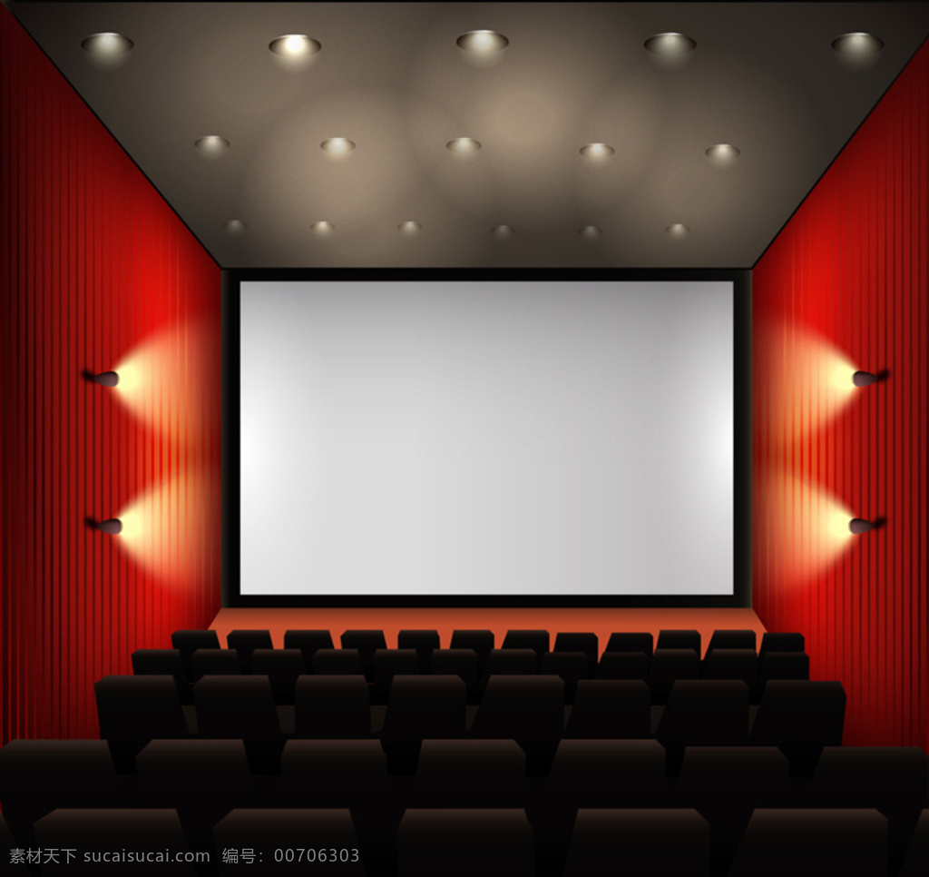 精美 电影院 观众 厅 矢量 观众厅 动漫动画 风景漫画 黑色