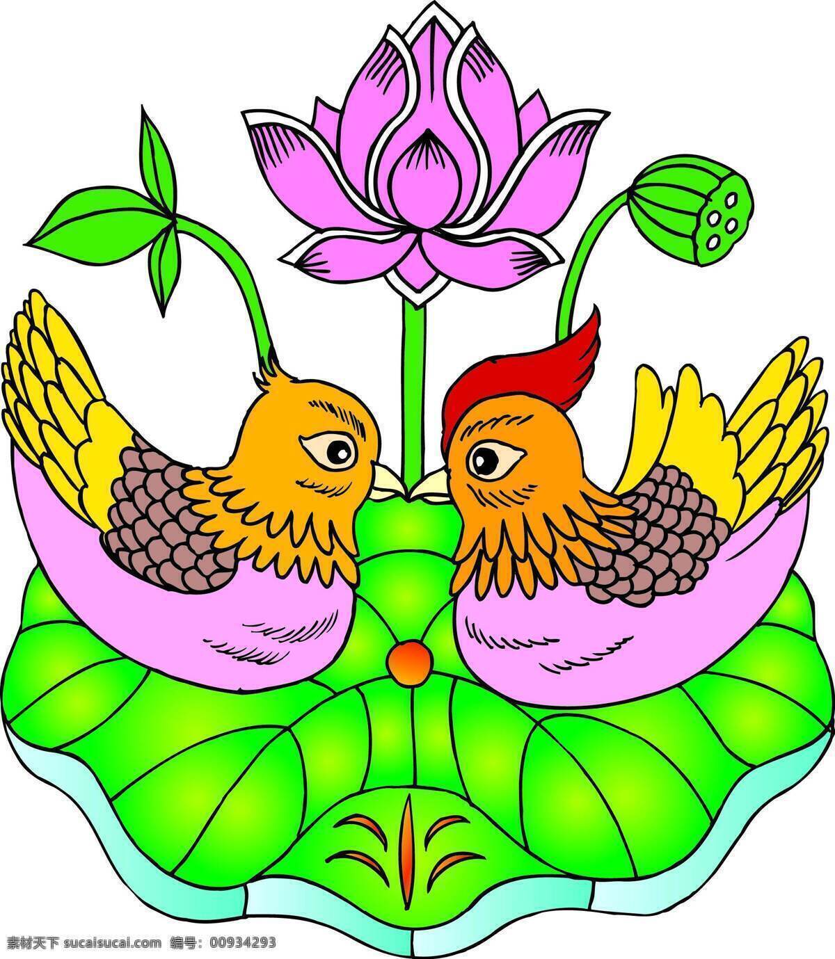 鴛鴦 荷花 插畫 鴛鴦戲水 婚禮剪紙 民間畫 民間藝術(shù) 剪紙藝術(shù) 文化藝術(shù)