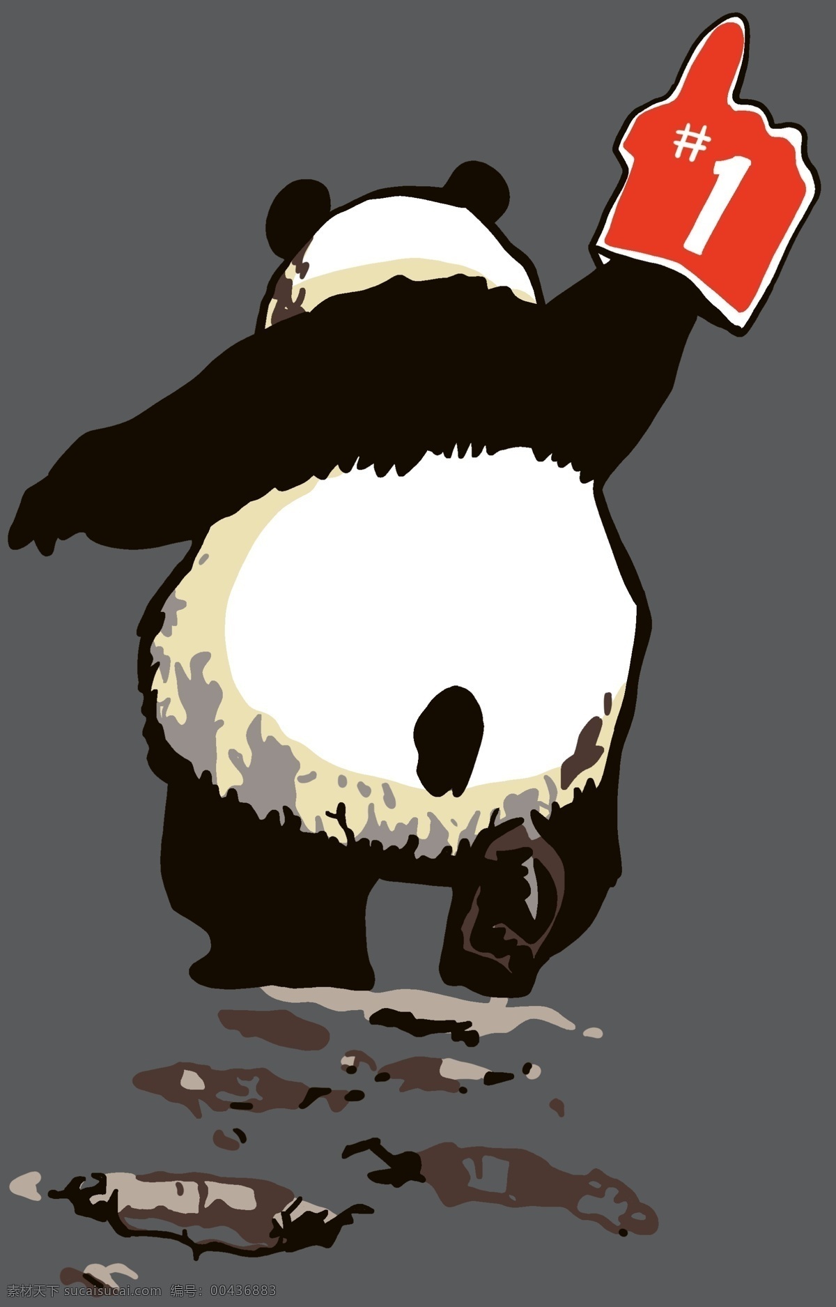 熊猫 t恤 裁片图片 1手指 背影 裁片 胶图 卡通 数码 服装设计