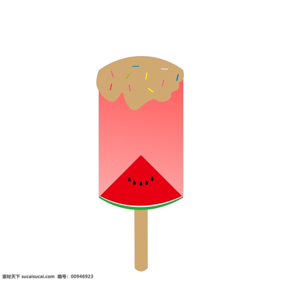 夏日 冰凉 西瓜 冰淇淋 夏天 巧克力 纳凉 避暑 美食 食物 冰棒 卡通插画 扁平化 红色 简单