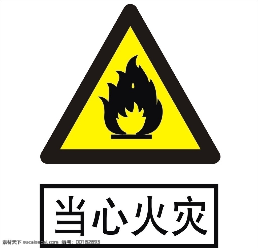 當心火災(zāi) 標識標志圖標 矢量