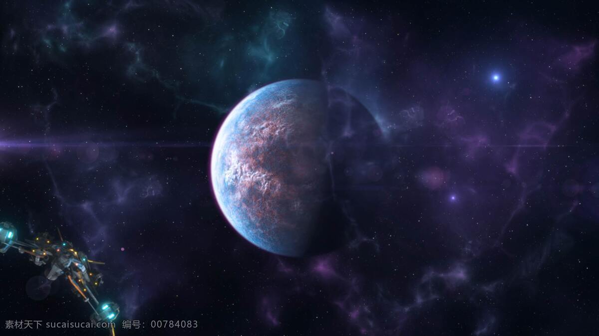 浩瀚 宇宙 中 太空船 飛過 揭示 出 標(biāo)志 ae 模板 地球 太空 星球 科幻 標(biāo)志揭示 空間 飛船