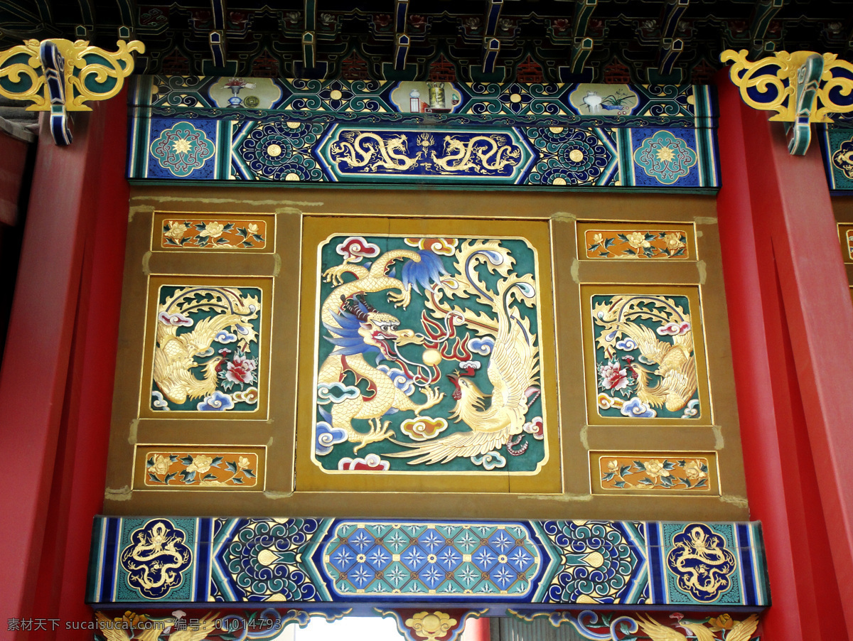 彩繪建筑 仿古建筑 古建 彩繪 雙龍 紅柱 建筑攝影 建筑園林
