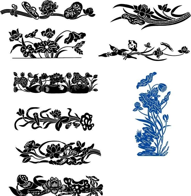 植物 花紋 花 蘭花 荷花 美術(shù)繪畫(huà) 文化藝術(shù) 矢量
