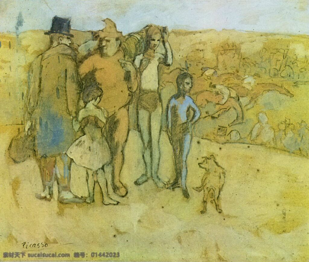 鎭 de 西班牙 畫家 巴勃羅 畢加索 抽象 油畫 人物 人體 裝飾畫 saltimbanques famille 1905 家居裝飾素材