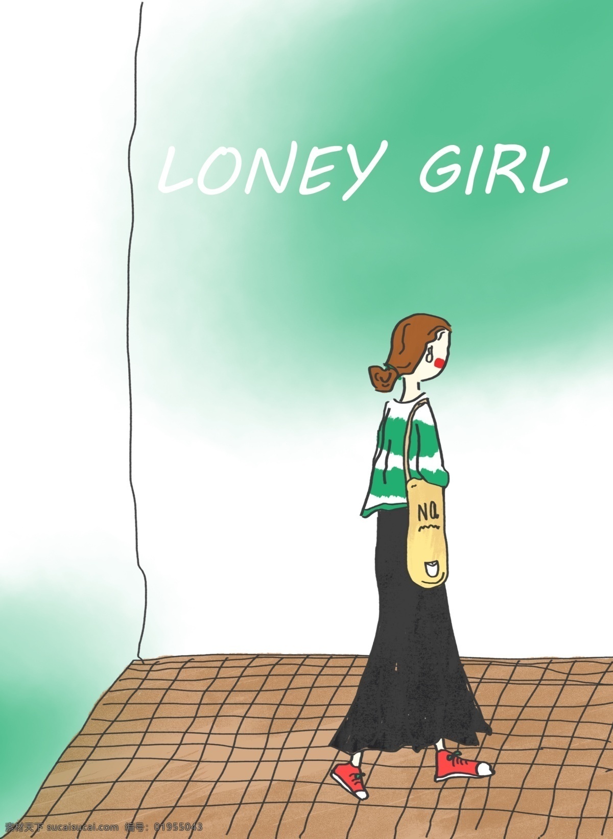 原创 背景 插画 孤独 女孩 个人 穿 搭 贺卡 海报 商业插画 角落