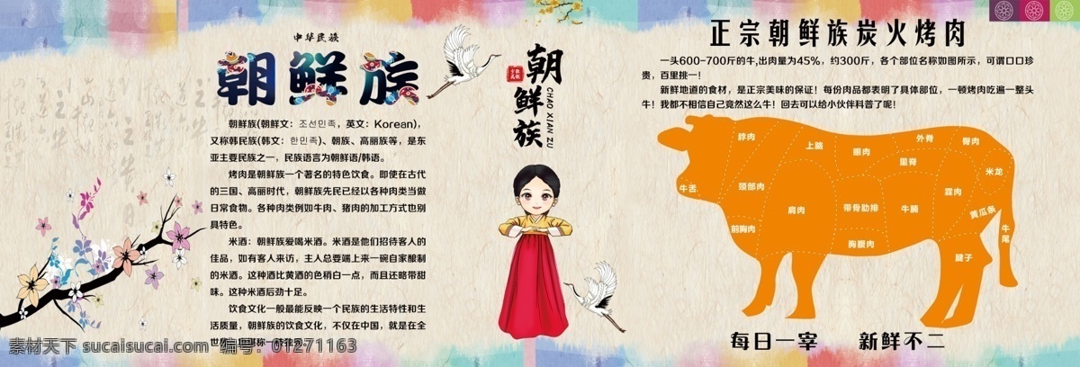 朝鮮族 烤肉 分割牛 朝鮮族介紹 朝鮮族小女孩 樹枝 少數(shù)民族 插畫 56個(gè)民族 朝鮮族圖 朝鮮 韓國 分層