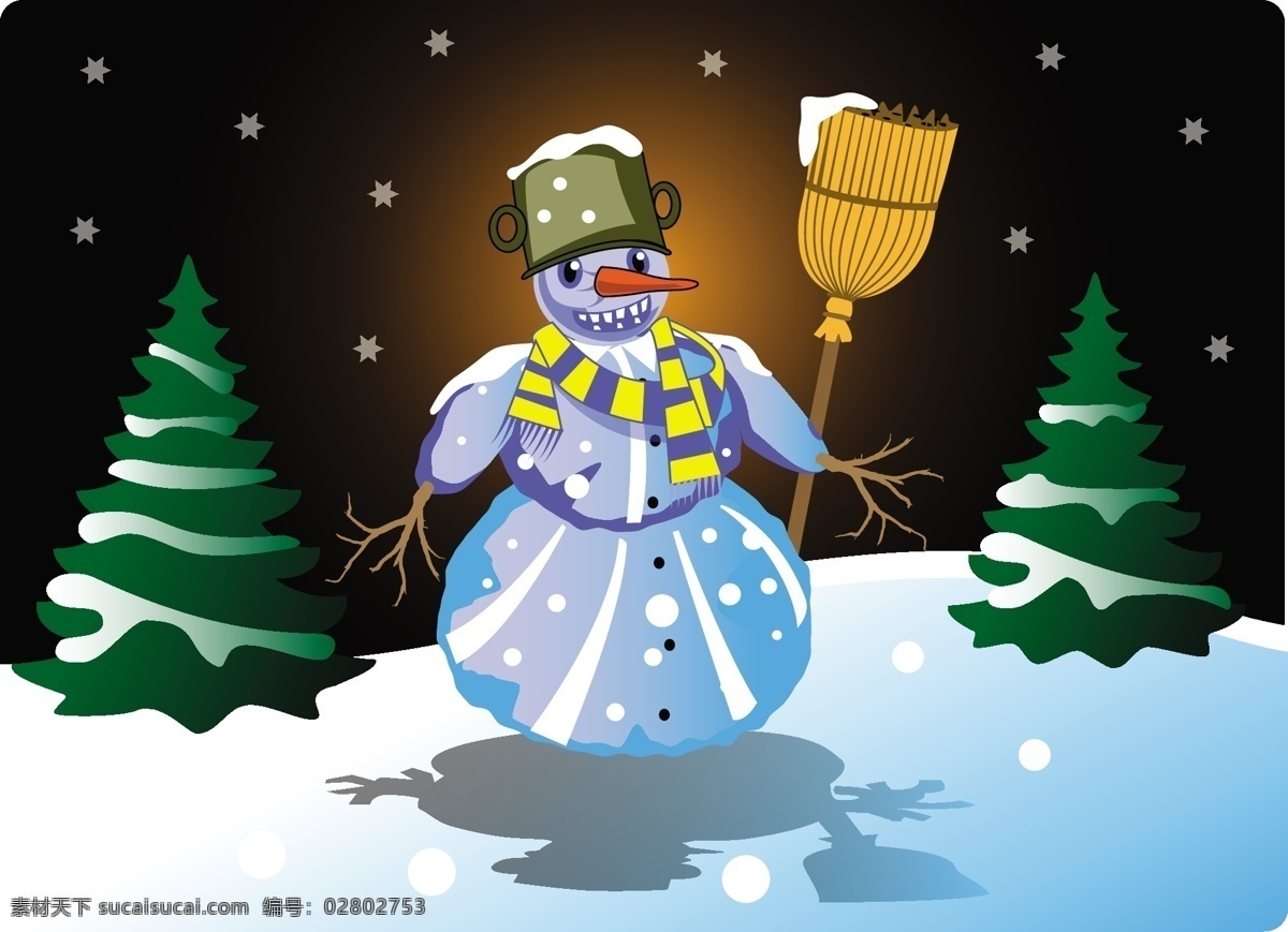 圣誕雪人 雪 帽子 圣誕樹(shù) 黑色