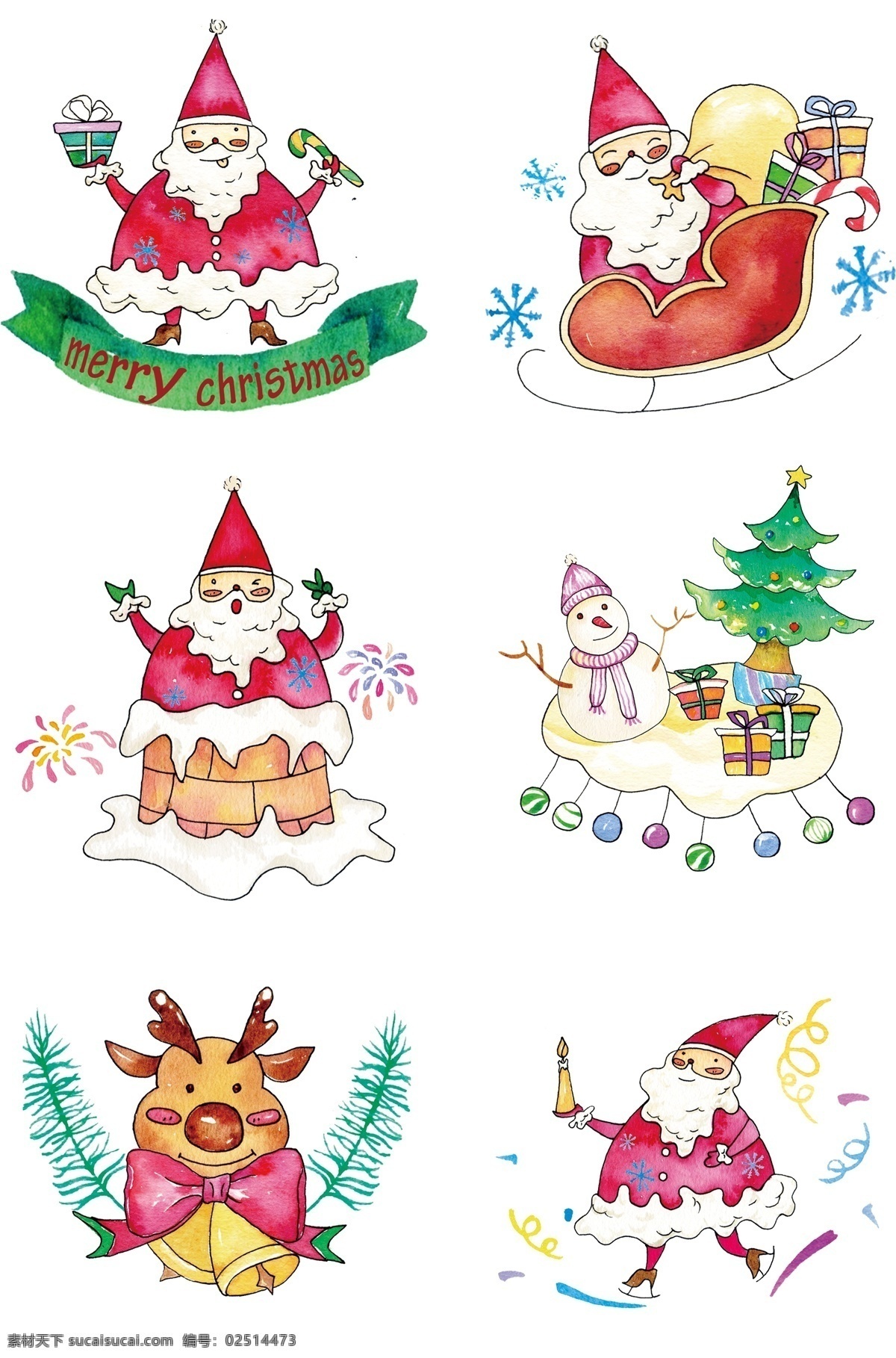 手绘 卡通 圣诞节 精美 挂饰 装饰 精美挂饰 圣诞 插画设计 精致 圣诞老人