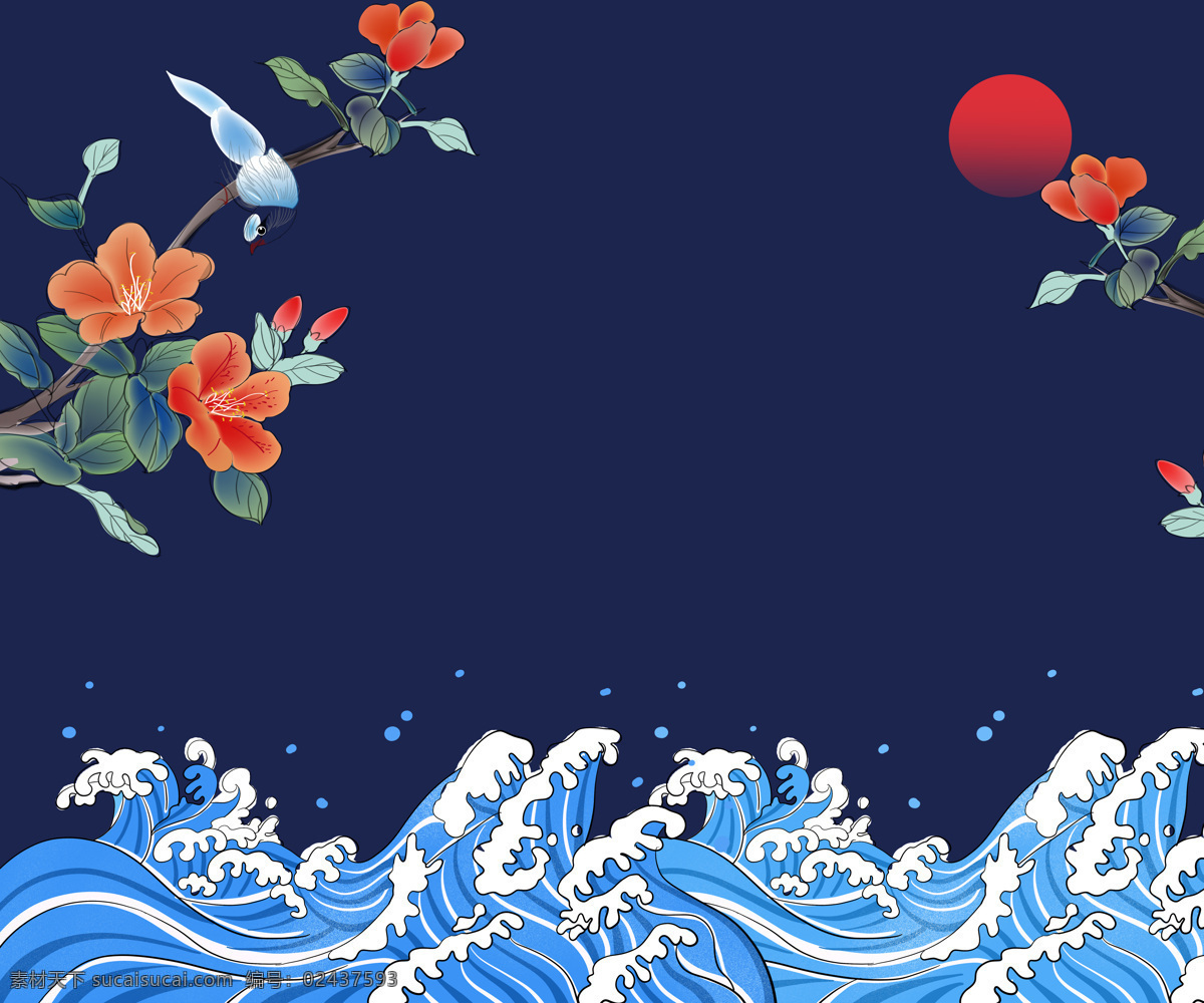 花紋 波浪 插畫 墻 畫 壁畫 素材圖片 墻畫 背景