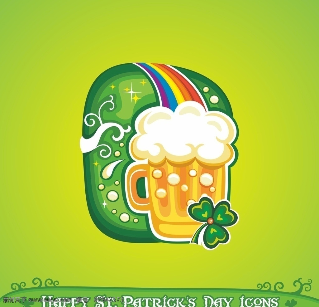爱尔兰 国庆节 元素 爱尔兰元素 爱尔兰节 圣帕特里克节 传统 节日 绿色 矢量 标志图标 其他图标