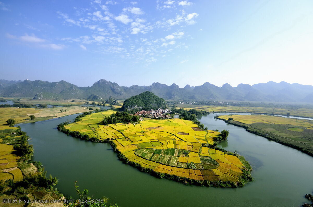 广西 上林 清水河 金色 半岛 洋渡 秋天 风景 自然景观 山水风景