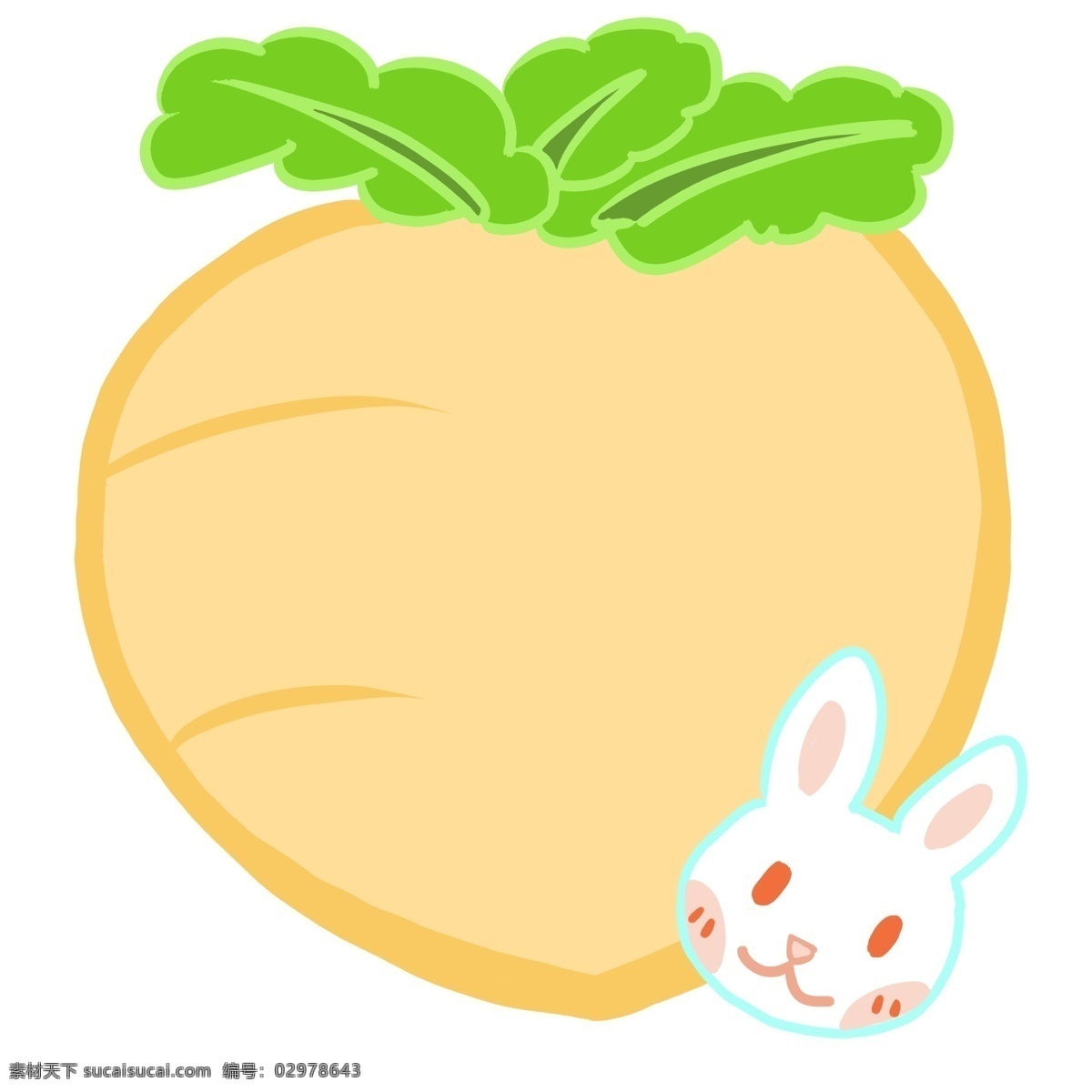 卡通 胡萝卜 兔子 边框 小白兔 橙色 可爱