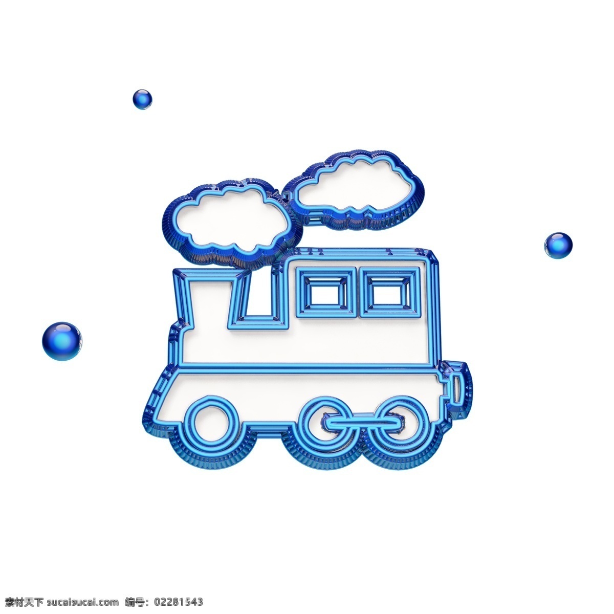 立體 藍(lán)色 火車 圖標(biāo) 火車頭