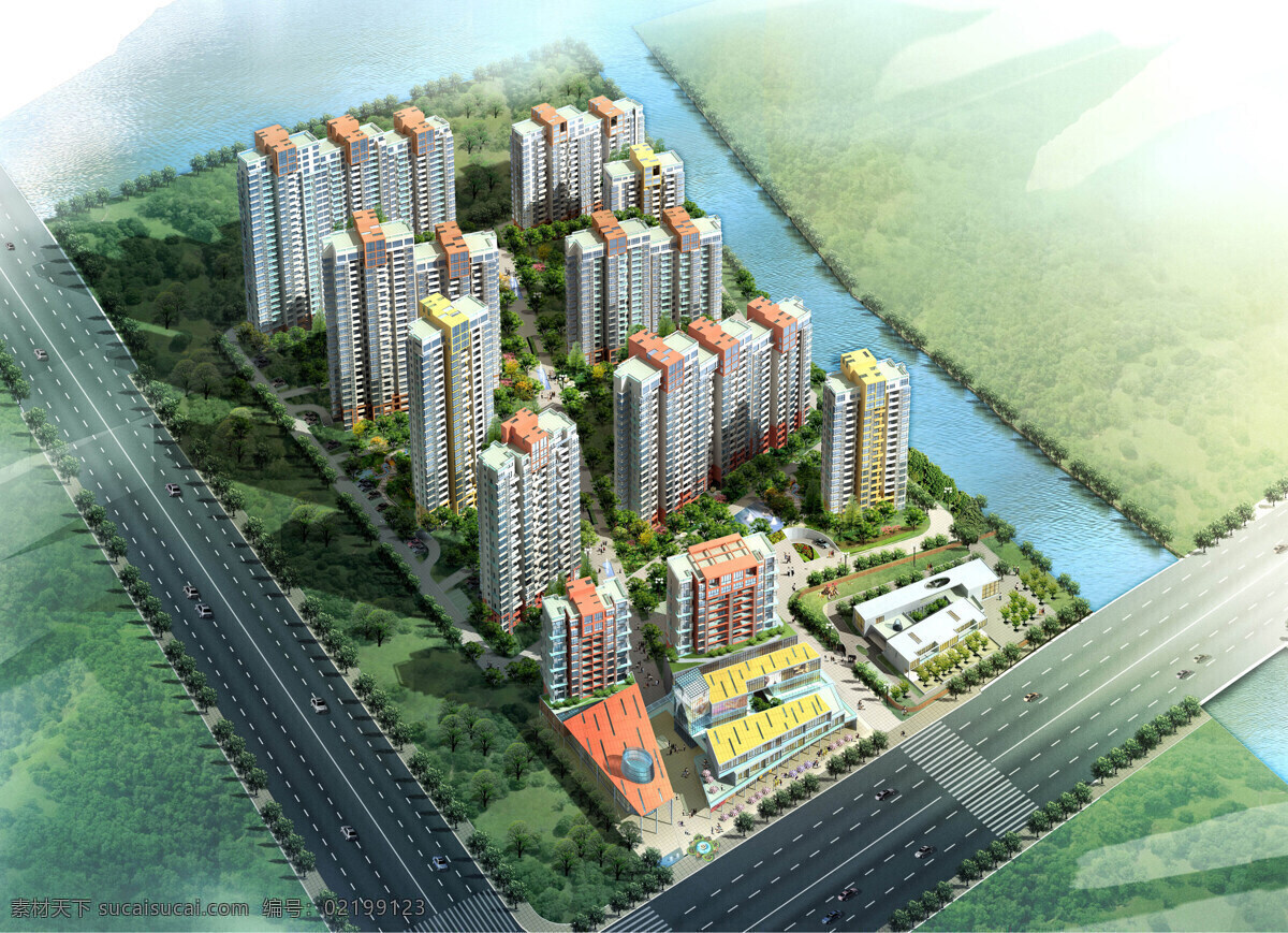 高層 居住區(qū) 鳥瞰圖 高層建筑 環(huán)境設計 建筑設計 景觀設計 空間設計 鳥瞰圖設計 居住區(qū)設計 共享作品 家居裝飾素材
