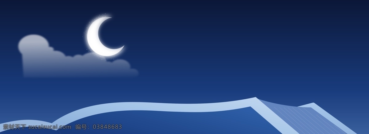 蓝色 夜晚 天空 插画 月亮 卡通月亮 夜晚的月亮 月牙 卡通的夜晚 夜晚背景 夜晚的天空 蓝色的天空 山景 开心