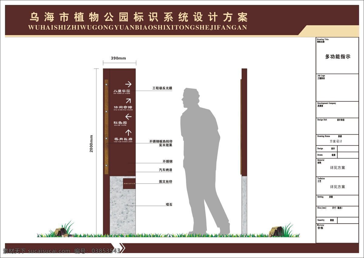 植物园 标识 深化 提案 多功能指示 指引牌 指示牌 石材标牌 立牌 vi设计