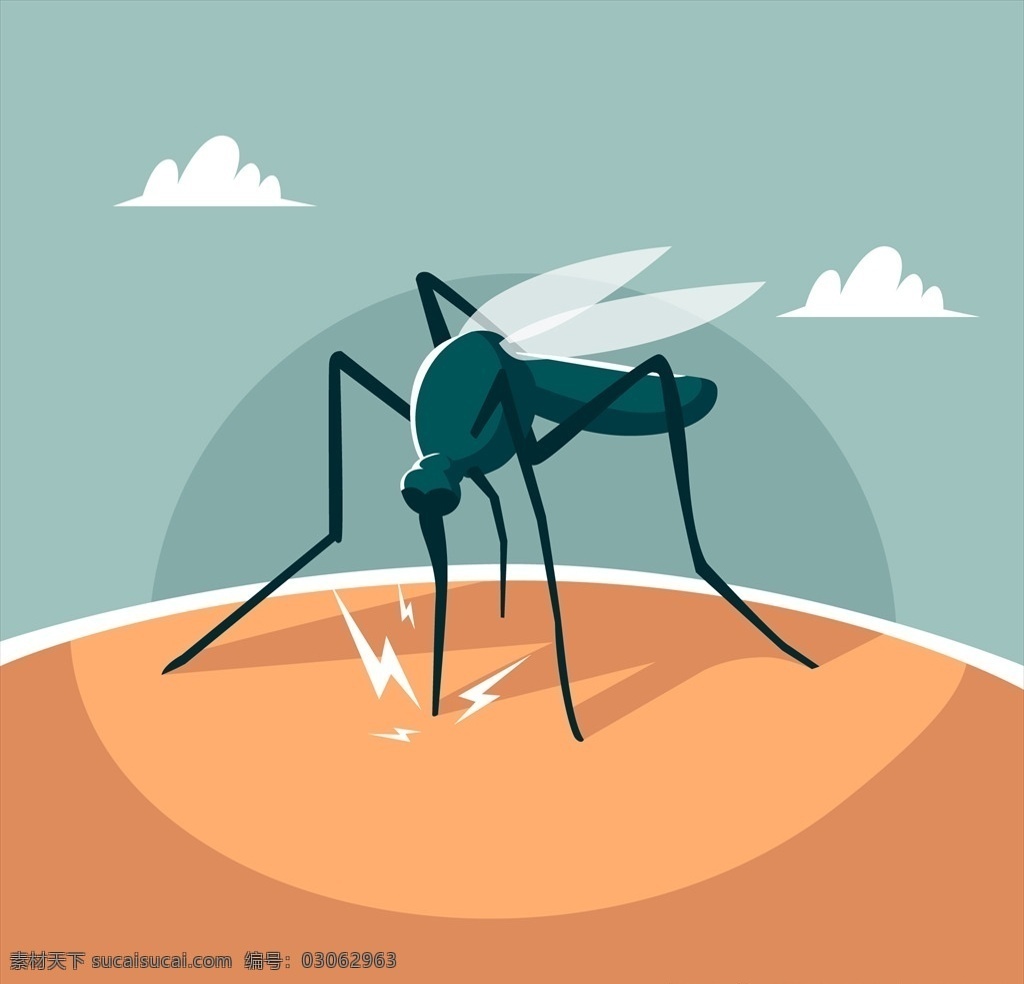 蚊子 矢量 插画 插图 吸血 生物 夏季 动漫动画