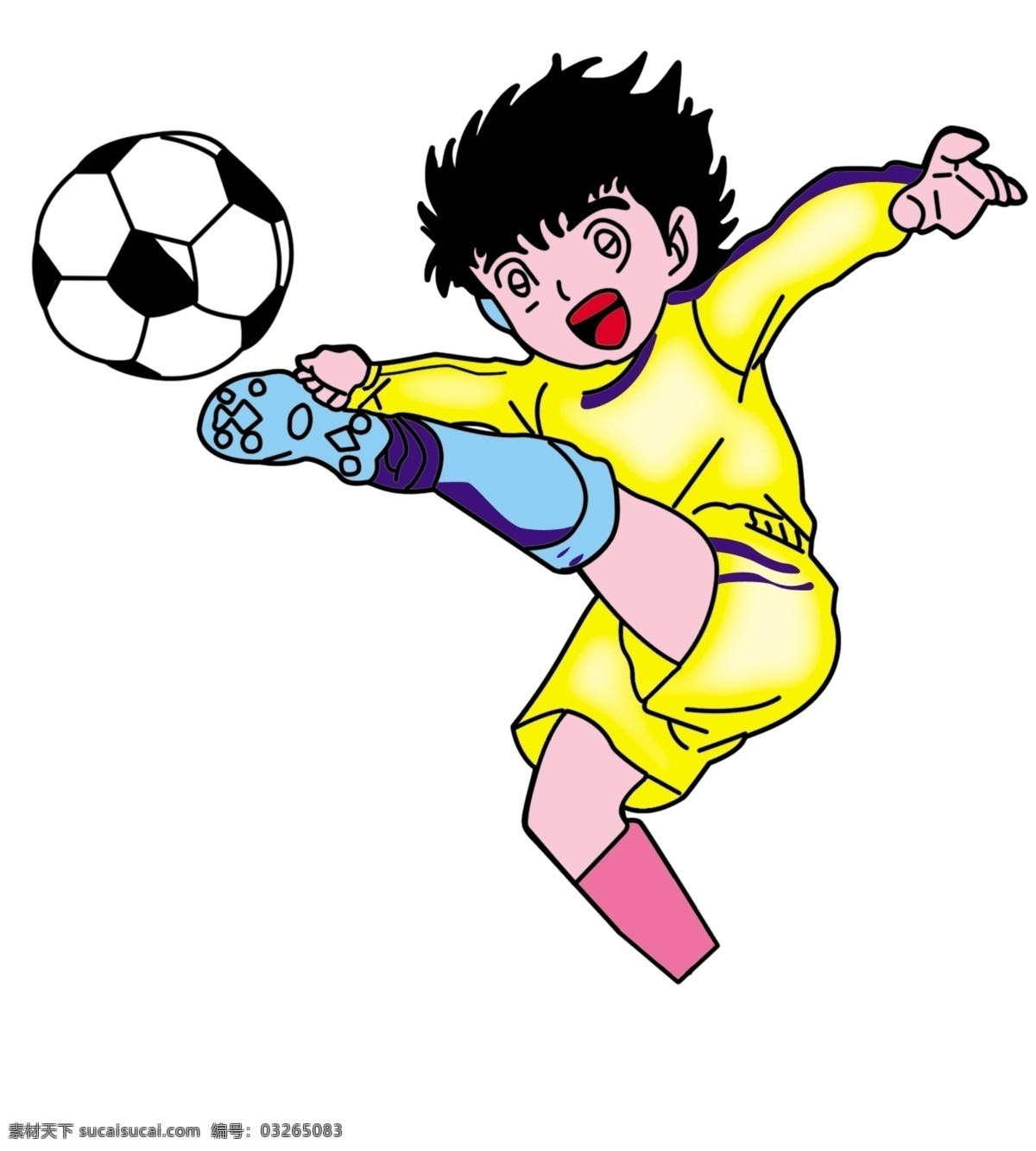 足球小子 足球 小人 卡通 球员 日本卡通人物 踢球 抬腿 分层 人物 源文件库