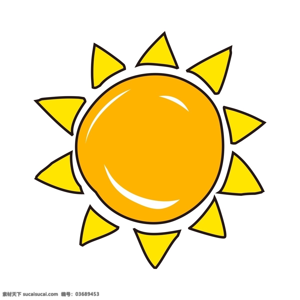 手绘 卡通 可爱 太阳 元素 免扣素材 透明素材 黄色