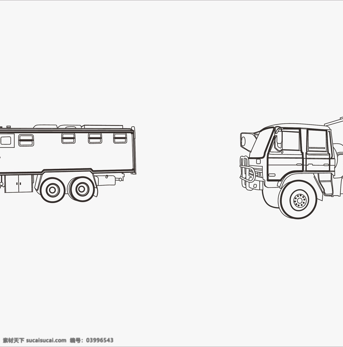 卡車線稿 黑白線稿 宿營車 黑白圖卡車 白描卡車 現(xiàn)代科技 交通工具