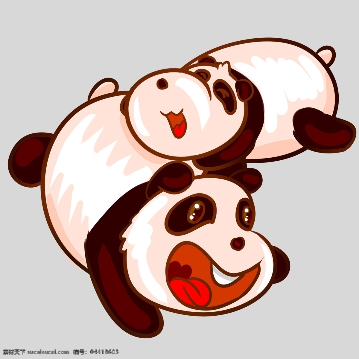两 只 可爱 大熊猫 插图 国家保护动物 两只熊猫 可爱的熊猫 开心的熊猫 美丽的熊猫 听话的熊猫 熊猫插图