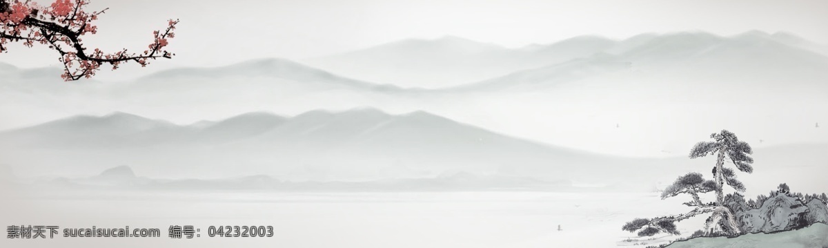 手繪 山水畫 花紋 背景 圖 中國 風(fēng) 模板下載 矢量圖黑白 風(fēng)景矢量素材 海報背景圖 迎客松 梅花中國風(fēng)