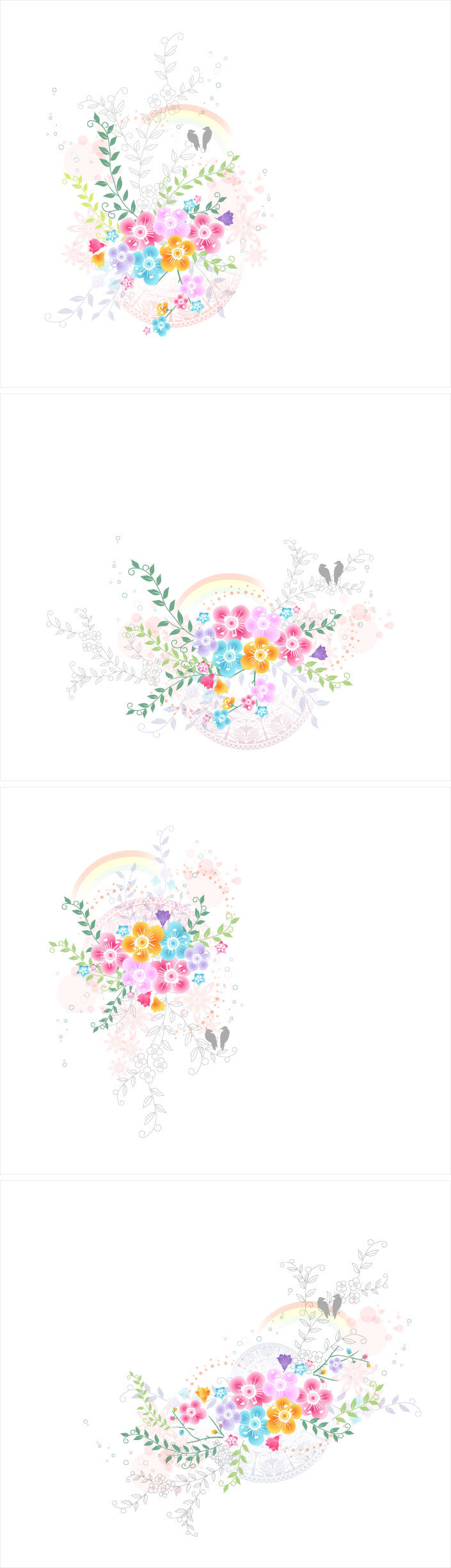 絢麗 花朵 植物 花紋 背景 矢量圖 手繪背景 鮮花 線描花紋 小鳥剪影 絢麗花朵 植物花紋 枝葉線稿 其他矢量圖