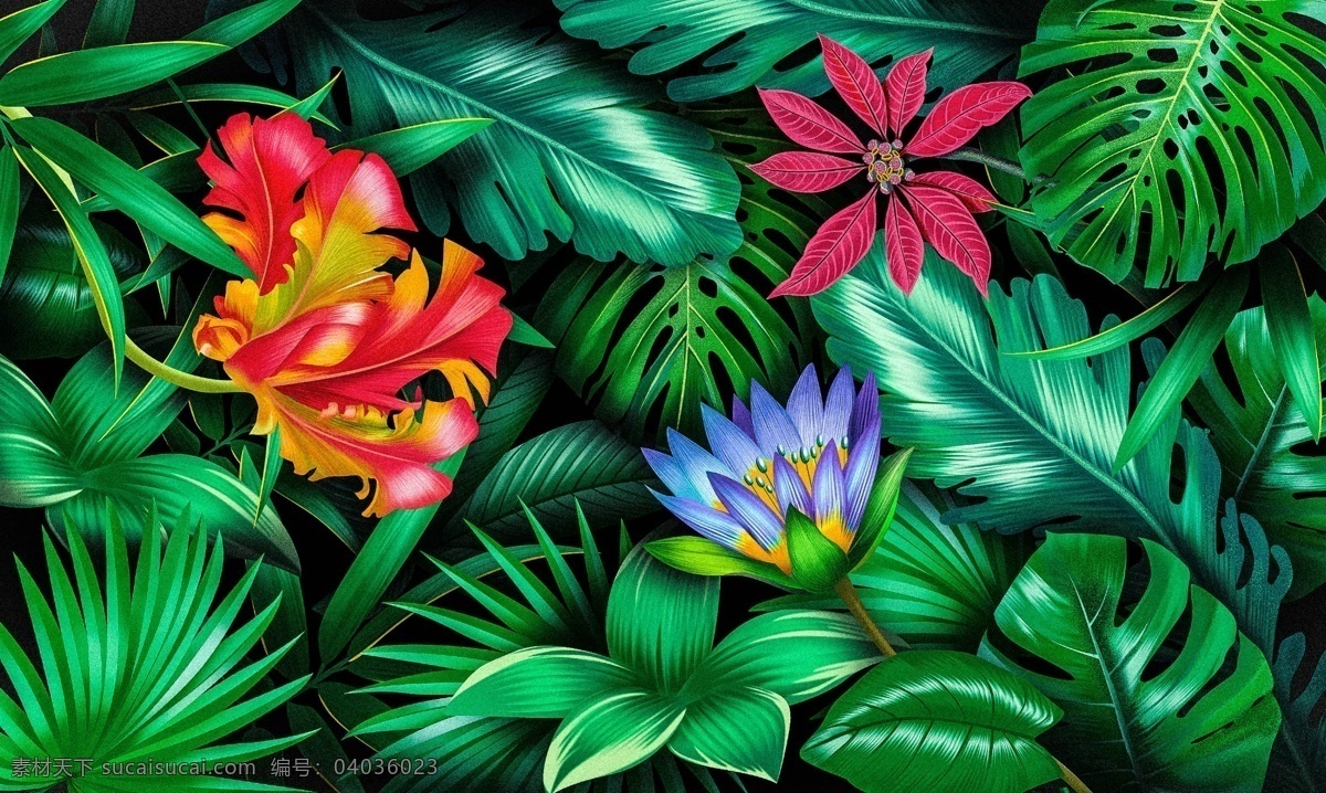 植物插画图片 植物 热带植物 绿色 绿色植物 插画 共享素材集 分层