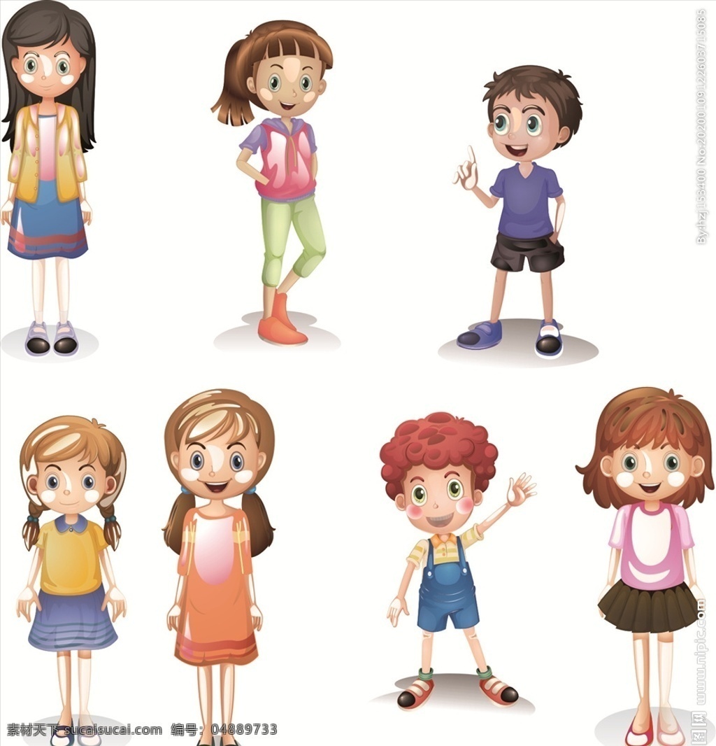 矢量 卡通 兒童 形象 女孩 矢量圖系列