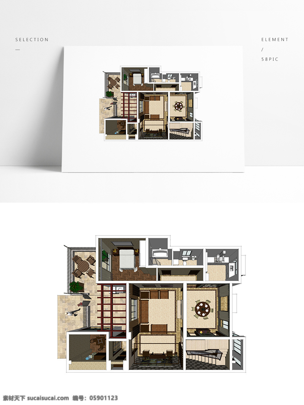 复式 别墅 户型 su 透视 模型 室内空间设计 住宅室内设计 样板房 3d模型 su模型 草图大师模型 家具模型