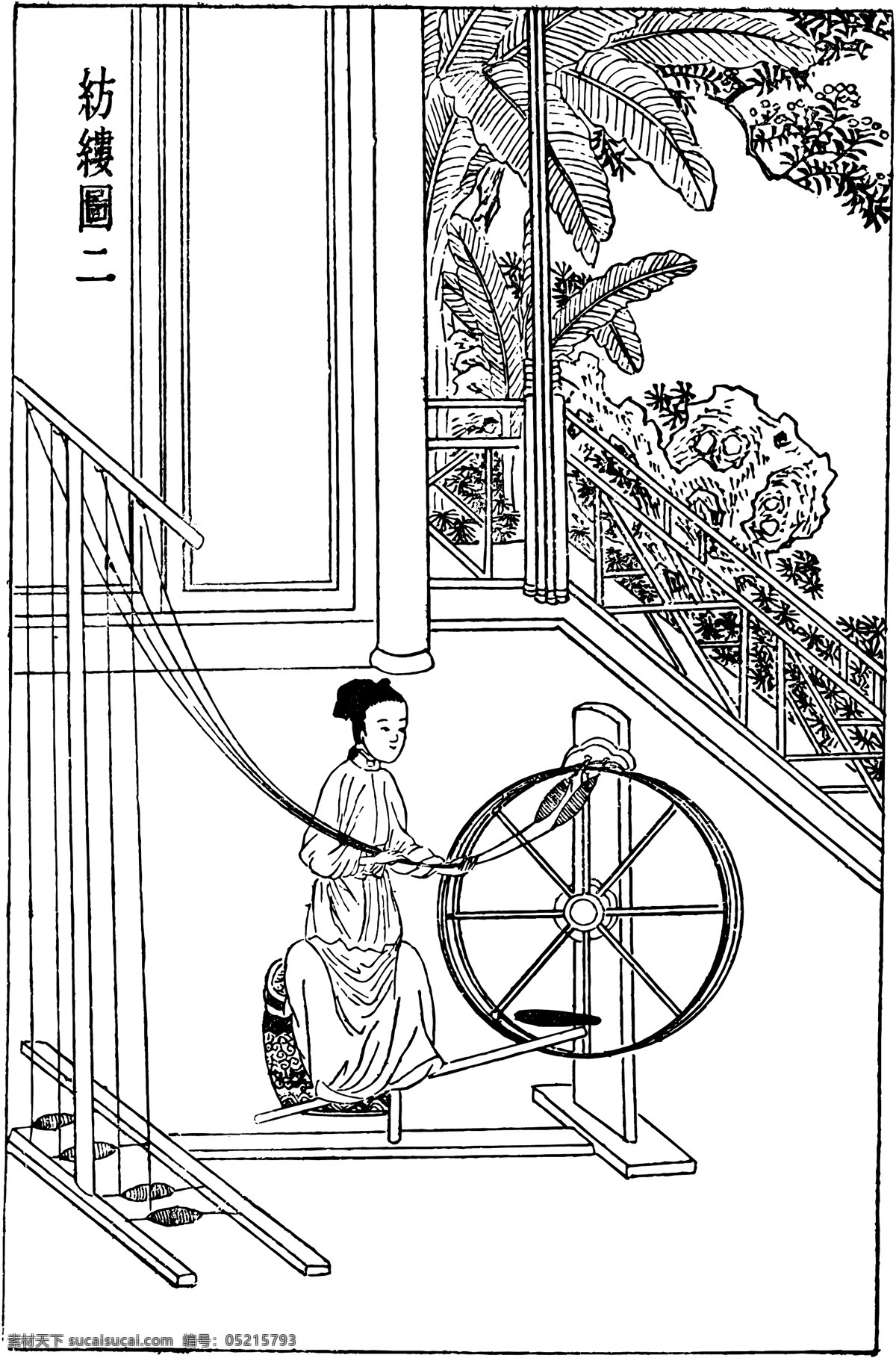 中國 古代工藝 矢量 工藝 古代人物 古風 人物 日常生活 線描 人物工筆畫 務農(nóng) 天工開物 技藝 紡織圖 紡織車 古代紡織 矢量圖 其他矢量圖