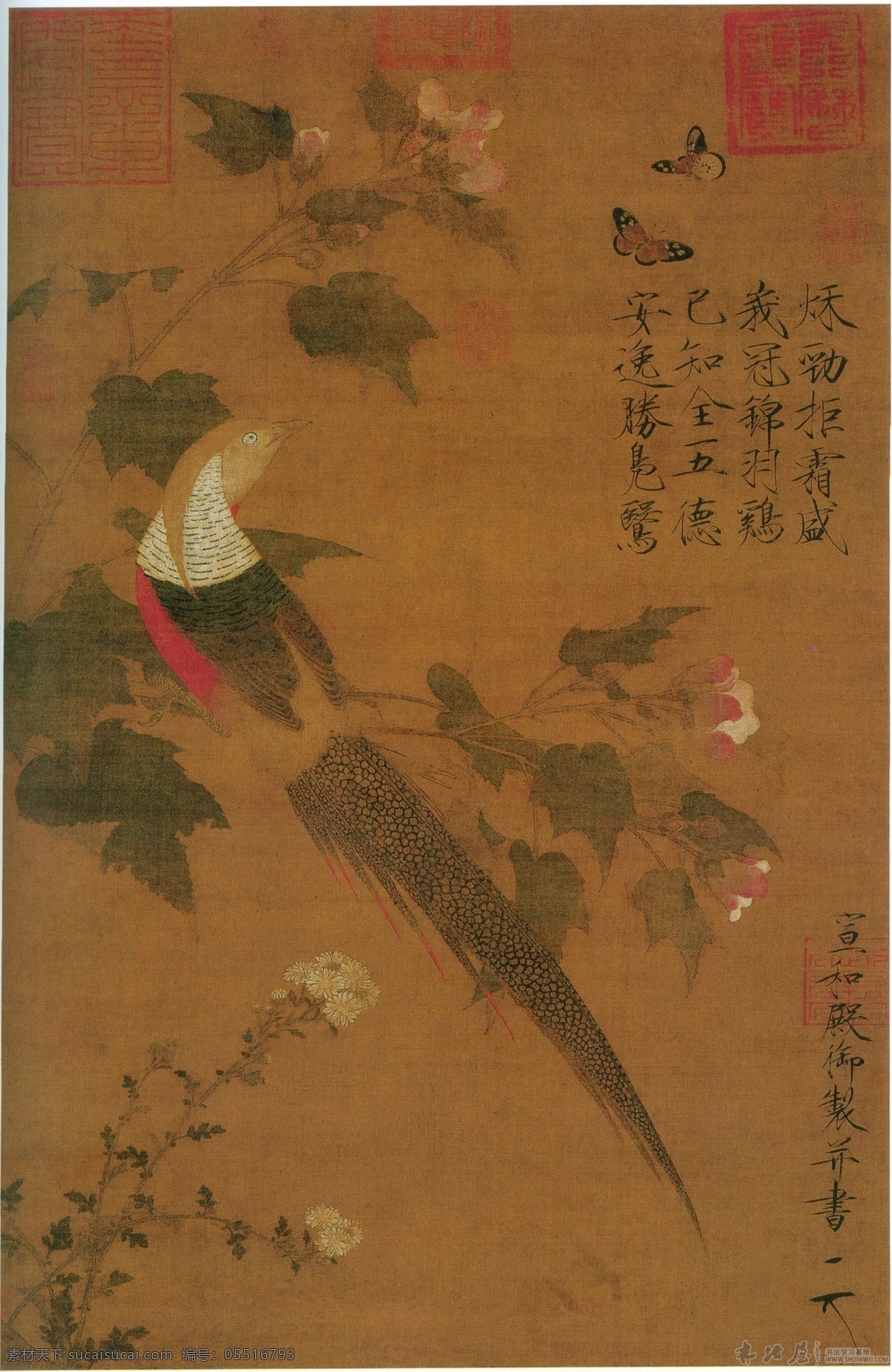 芙蓉 錦雞 圖 宋代 芙蓉錦雞圖 繪畫 國(guó)畫 宋徽宗 文化藝術(shù) 繪畫書法