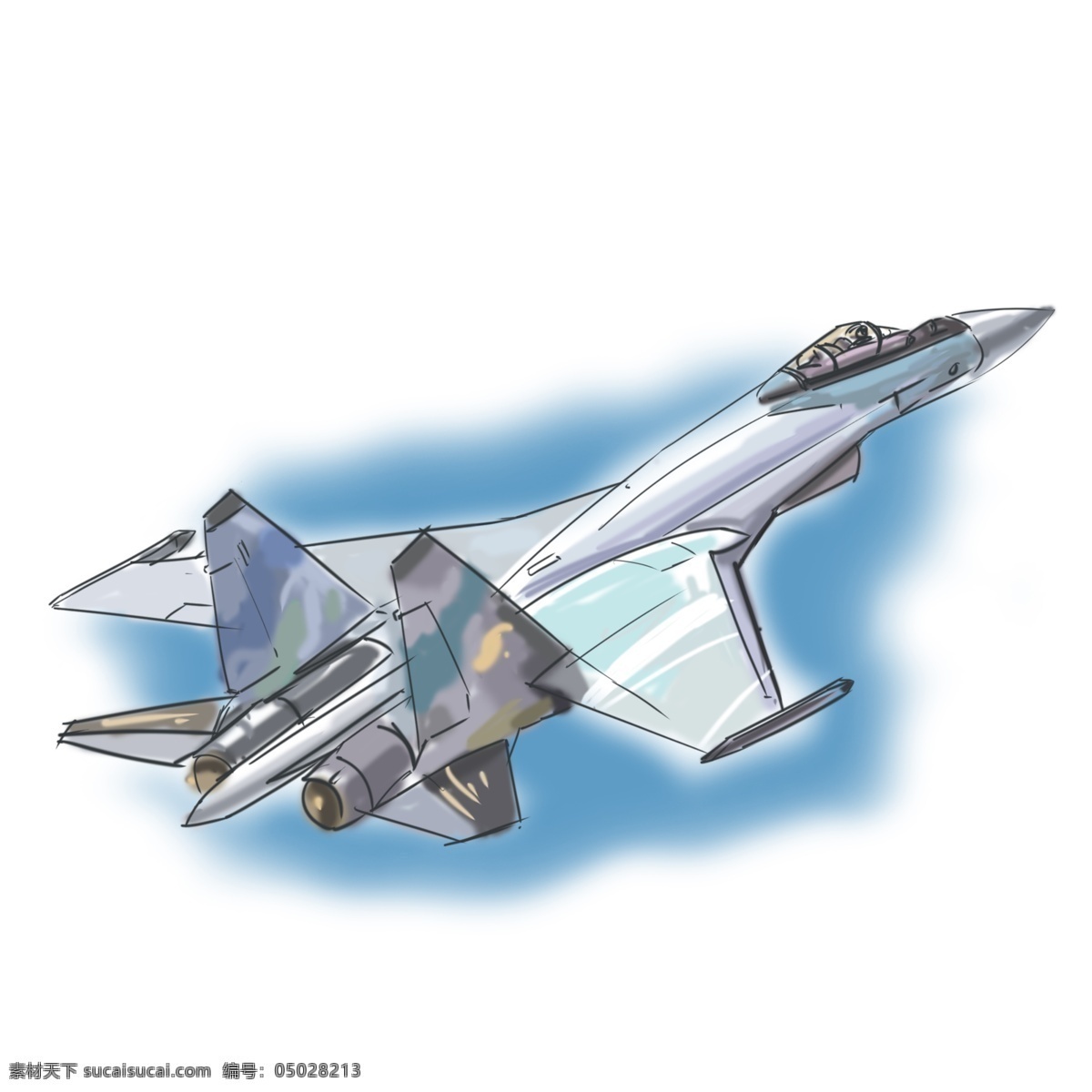 飞机 主题 战斗机 卡通 手绘 风格 歼击机 强击机 飞速 飞行 军事武器 天空 导弹 攻击 卡通手绘 写实风格