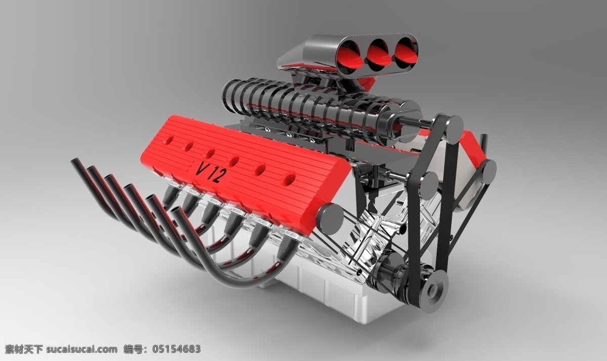 v12 引擎 机械设计 教育 汽车 3d模型素材 其他3d模型
