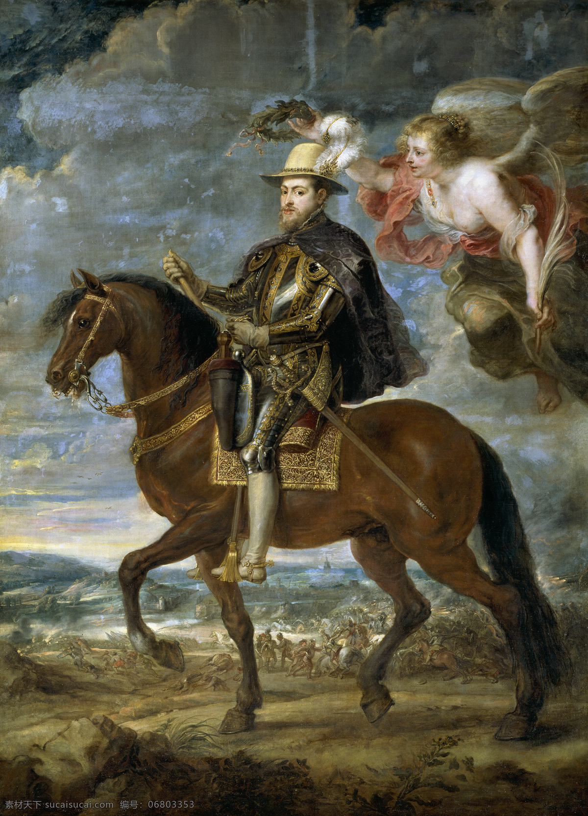 西班牙 国王 菲利普 二世 哈布斯堡 王朝 君主 卡罗斯 一世 之子 葡萄牙 莎贝尔 公主 四任妻子 巴洛克 时代 油画 绘画书法 文化艺术