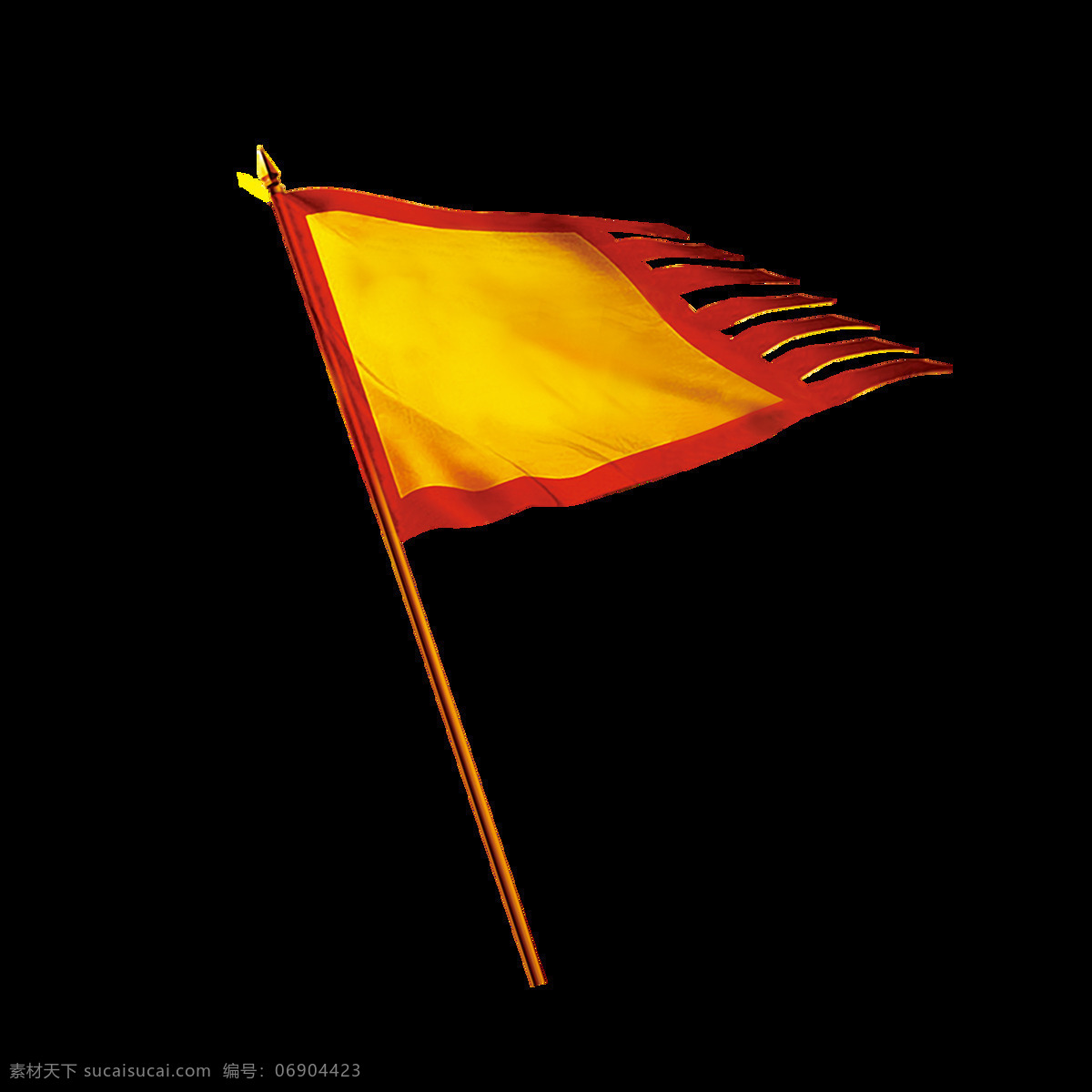古代 旗帜 透明 元素 战旗 三角旗 黄色 复古 战场