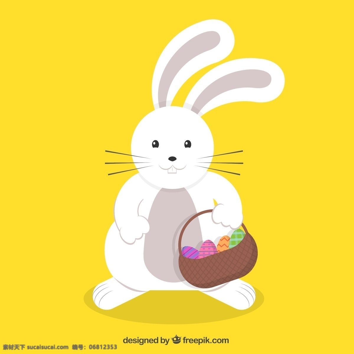 复活节 挎 篮子 兔子 彩蛋 动物 矢量图 矢量 高清图片