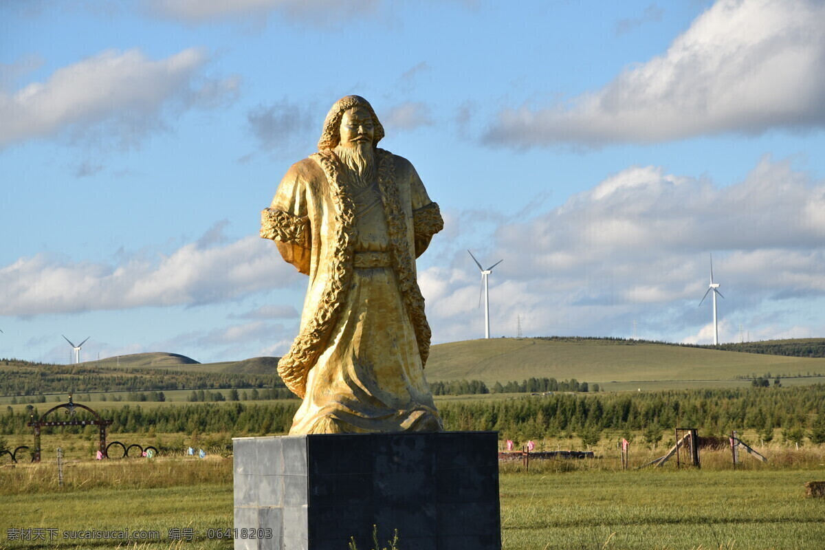 成吉思汗雕塑 内蒙古 通辽 霍林郭勒 鸿雁湖 建筑园林 雕塑