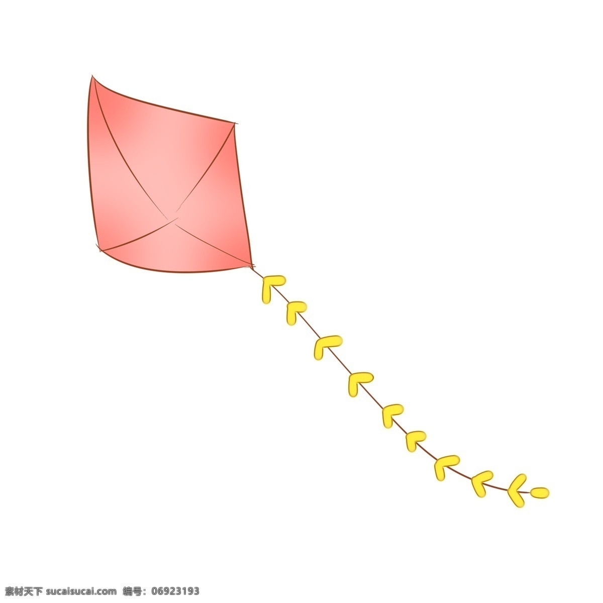 天空 中 飞 风筝 插画 红色风筝 黄色 蝴蝶结 装饰 黄色蝴蝶结 线 一个风筝