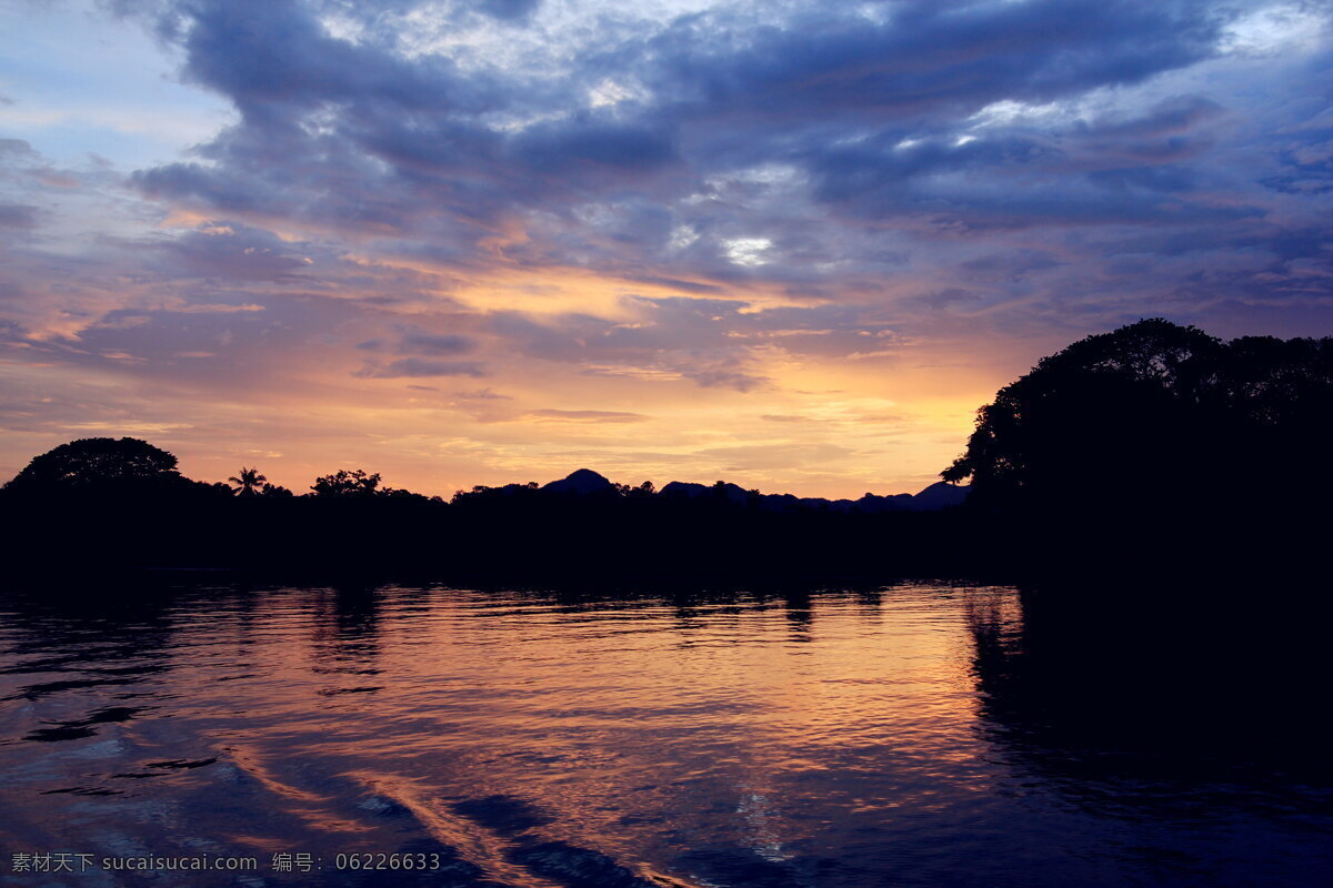 泰国 桂河 风光 高清 泰国风光 桂河美景 河流 河水 黄昏 云彩 夕阳 余晖 旅游景观 自然风景图片