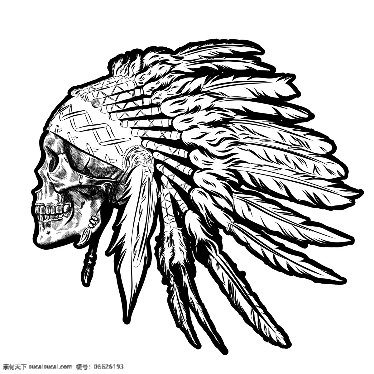 印第安 骷髅 头 羽毛 彩色 酋长图片 头羽毛 酋长 分层