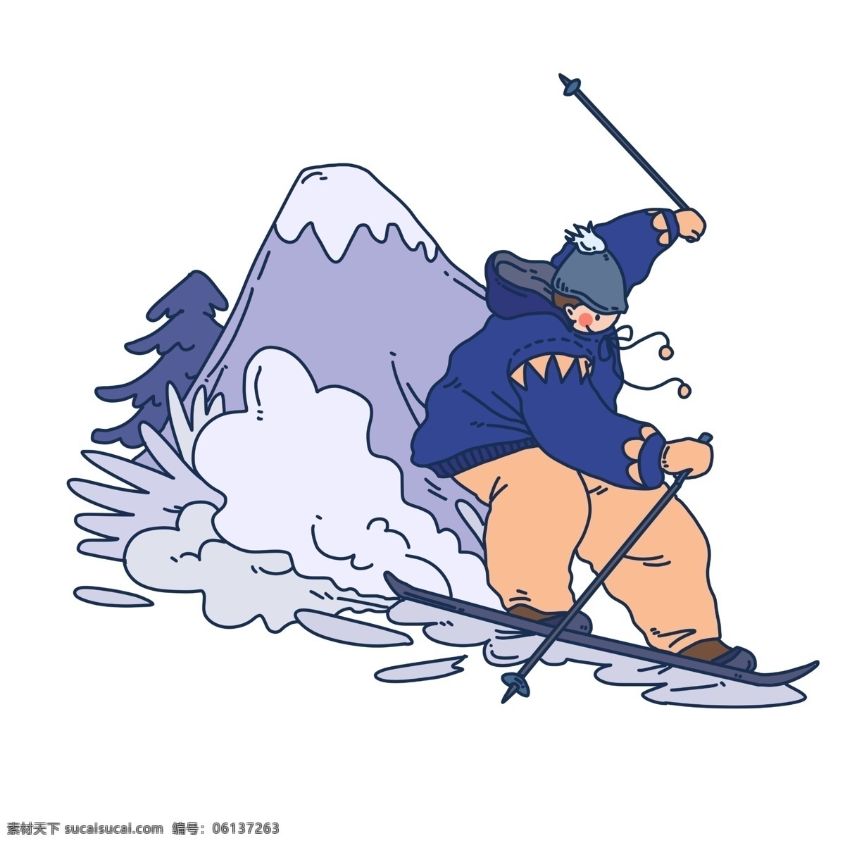 冬季 雪上 运动 滑雪 人物 插画 手绘滑雪 冬季雪上运动 滑雪人物 滑雪场 雪地 下雪天 卡通滑雪人物 手绘