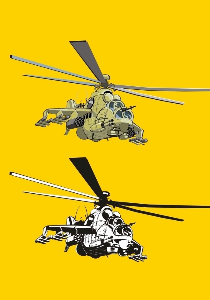 武装直升机 米二十四 战斗直升机 军用直升机 直升机 直升机剪影 直升机矢量 战机 武器 军事装备插画 装饰画 简笔画 线条 线描 简画 涂鸦 矢量 现代科技 军事武器