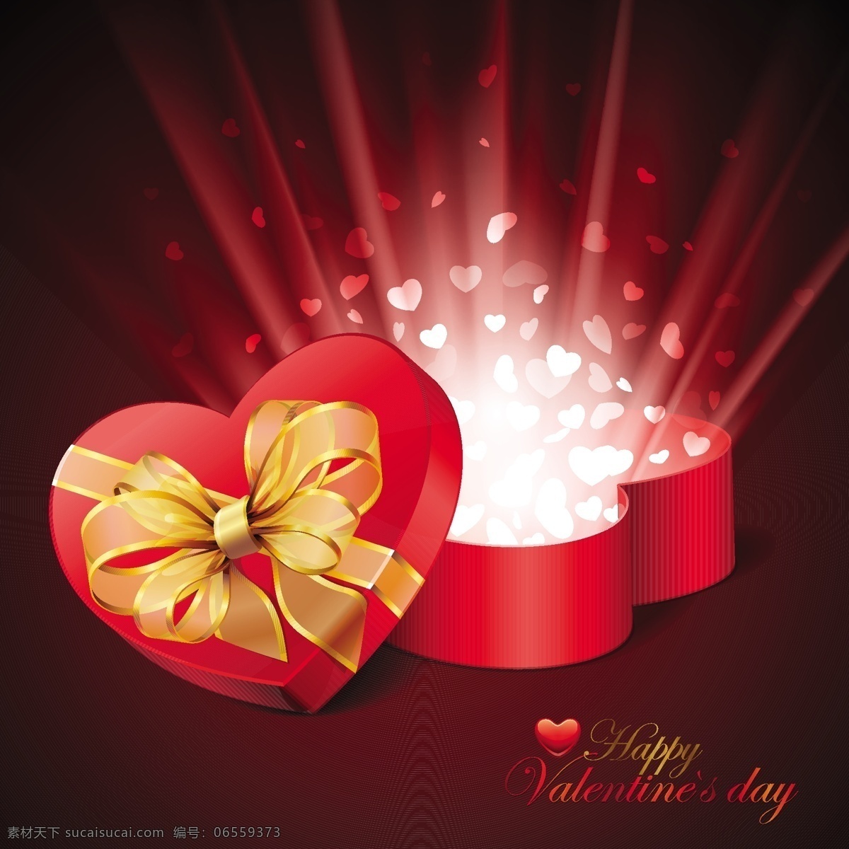 浪漫 红色 糖果 礼物 盒子 光线 光斑 放射 礼物盒子