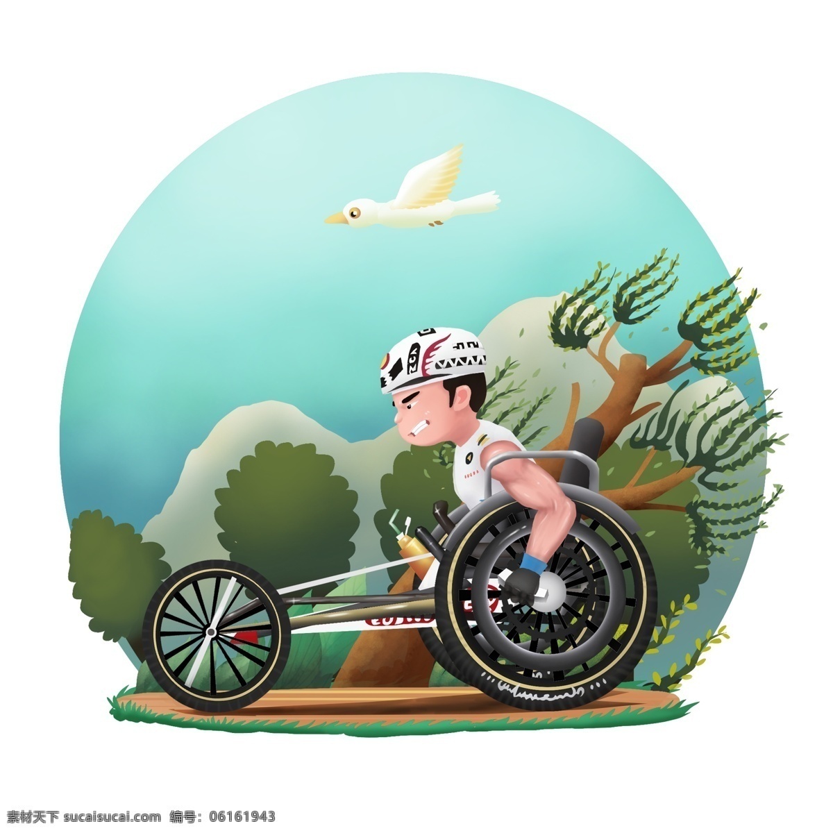 商用 高清 手绘 残疾人 运动员 赛车 比赛 赛车比赛 可商用