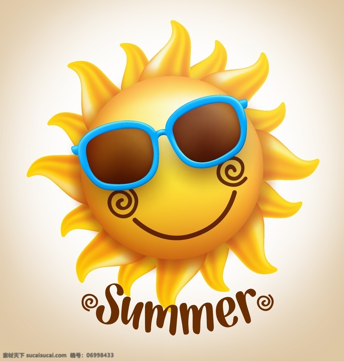 笑臉 太陽 矢量 陽光 太陽鏡 夏季 度假 高清圖片