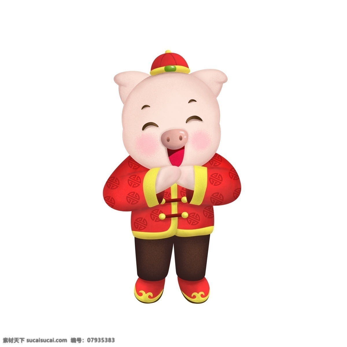 春节 新年 猪年 卡通 生肖 猪 传统 喜庆 拜年 卡通猪 生肖猪 唐装