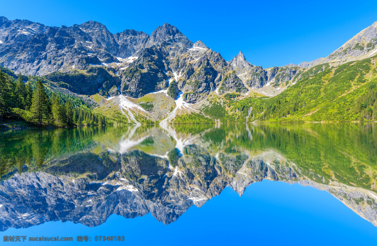 波兰塔特拉山 塔特拉山 波兰 湖泊 蓝天 湖光山色 水天一色 自然 风光 倒影 自然景观 山水风景