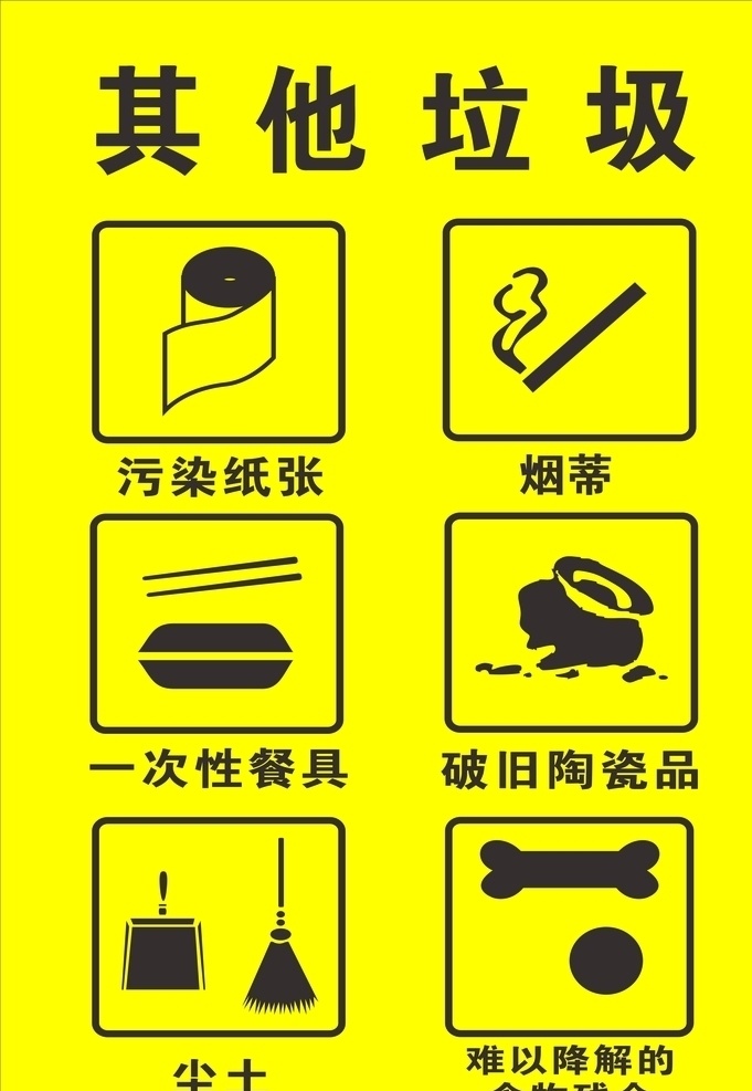 垃圾分类标志 其他垃圾图片 可回收物标志 其他垃圾标志 不可回垃圾 垃圾分类 其他垃圾 垃圾回收 垃圾 垃圾标志 标贴 标志 垃圾桶标志 标识 牌子